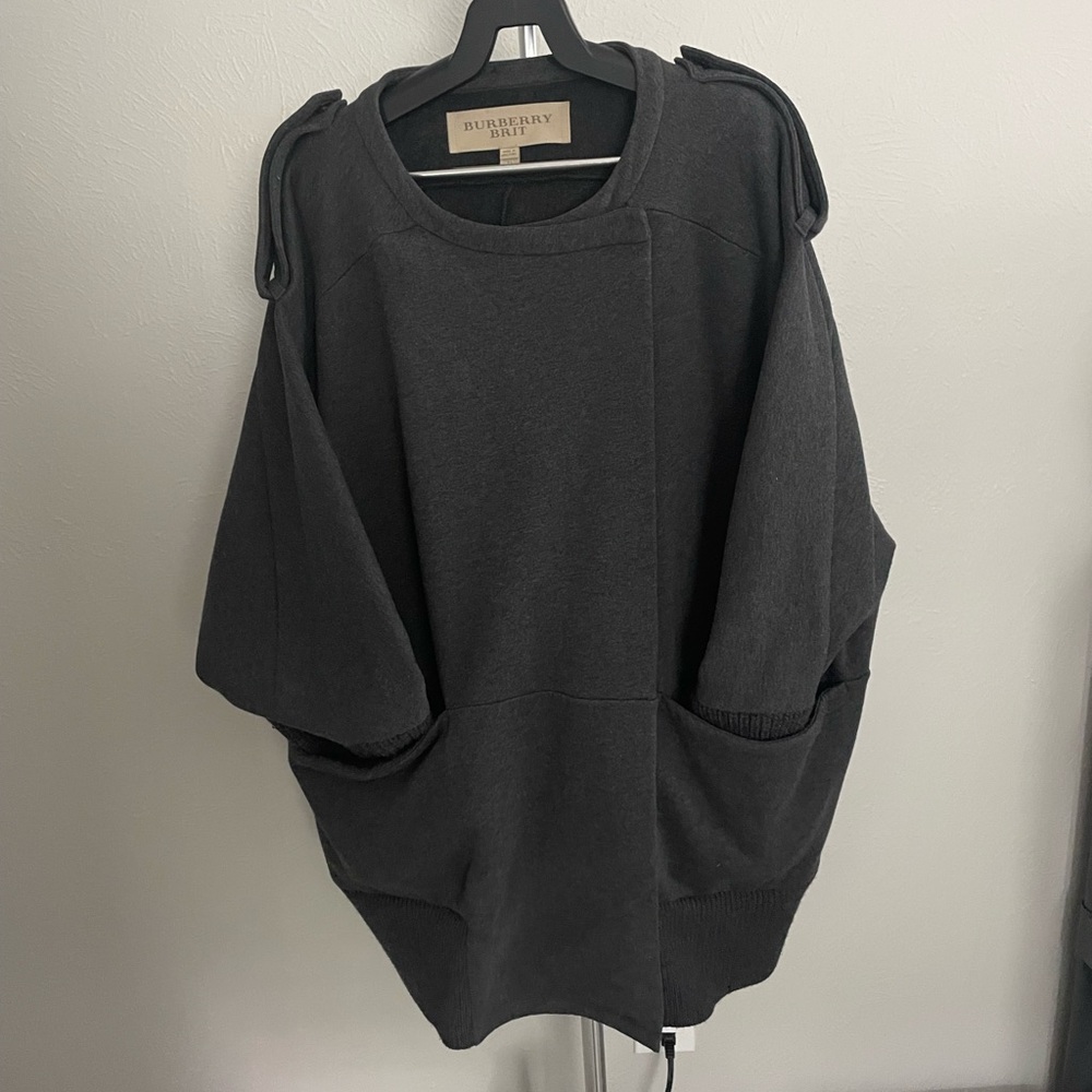 Burberry Black Oversized Cape Knit Coat